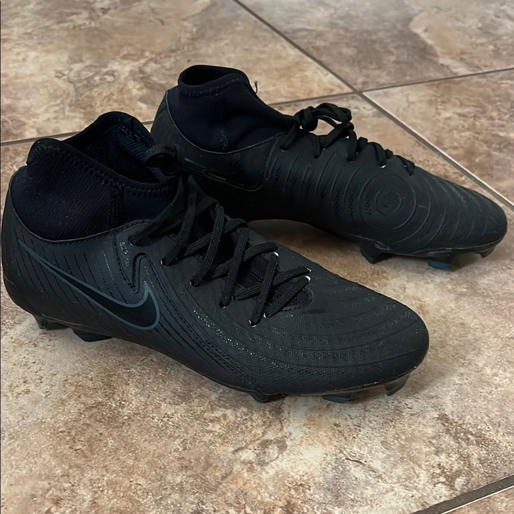Nike Black Athletic Shoes with Knit Upper and Firm Ground Studs